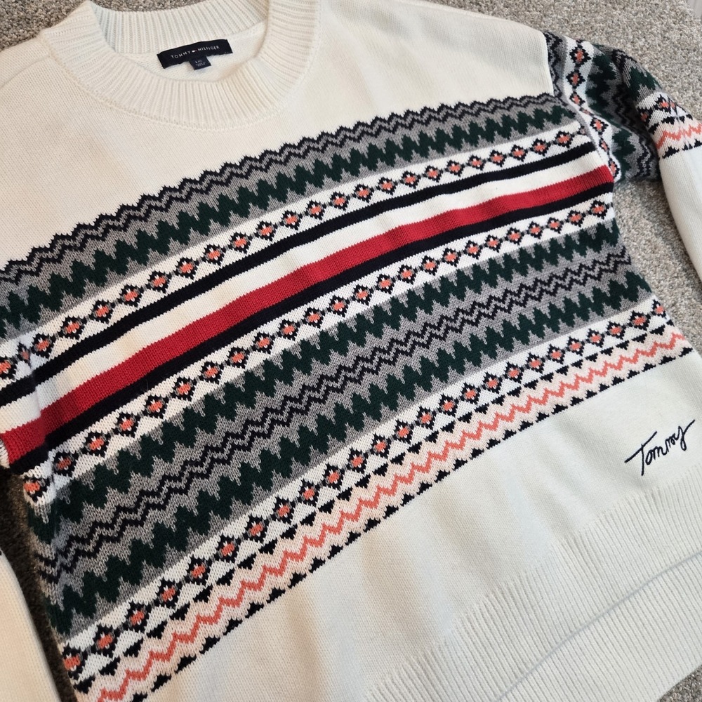 Tommy Hilfiger women's Fair Isle crewneck oversize sweater size L